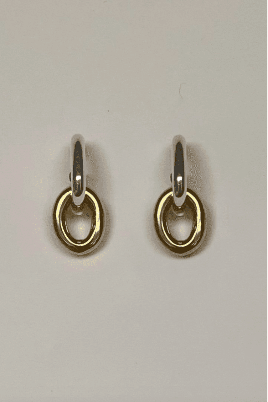 Ruddock-Go-Go-Gogo-Earrings-Hoop-Hoops-Interchangeable-Loop-Link-linked-Drop-Mixed-Metal-Sterling-Silver-18ct-Gold-Plated-Bold-Sculptural-Minimal