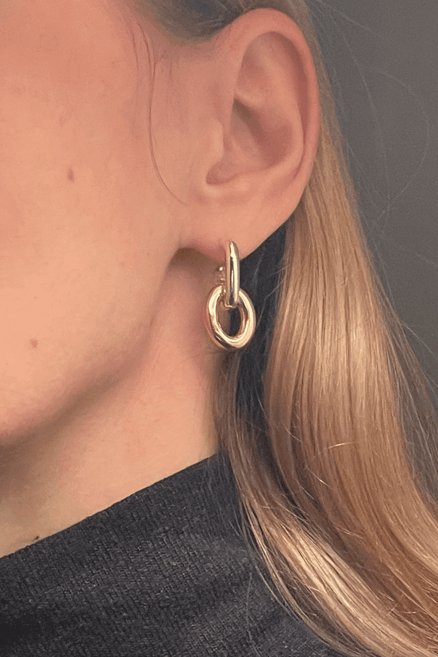 Ruddock-Go-Go-Gogo-Earrings-Hoop-Hoops-Interchangeable-Loop-Link-linked-Drop-Mixed-Metal-Sterling-Silver-18ct-Gold-Plated-Bold-Sculptural-Minimal