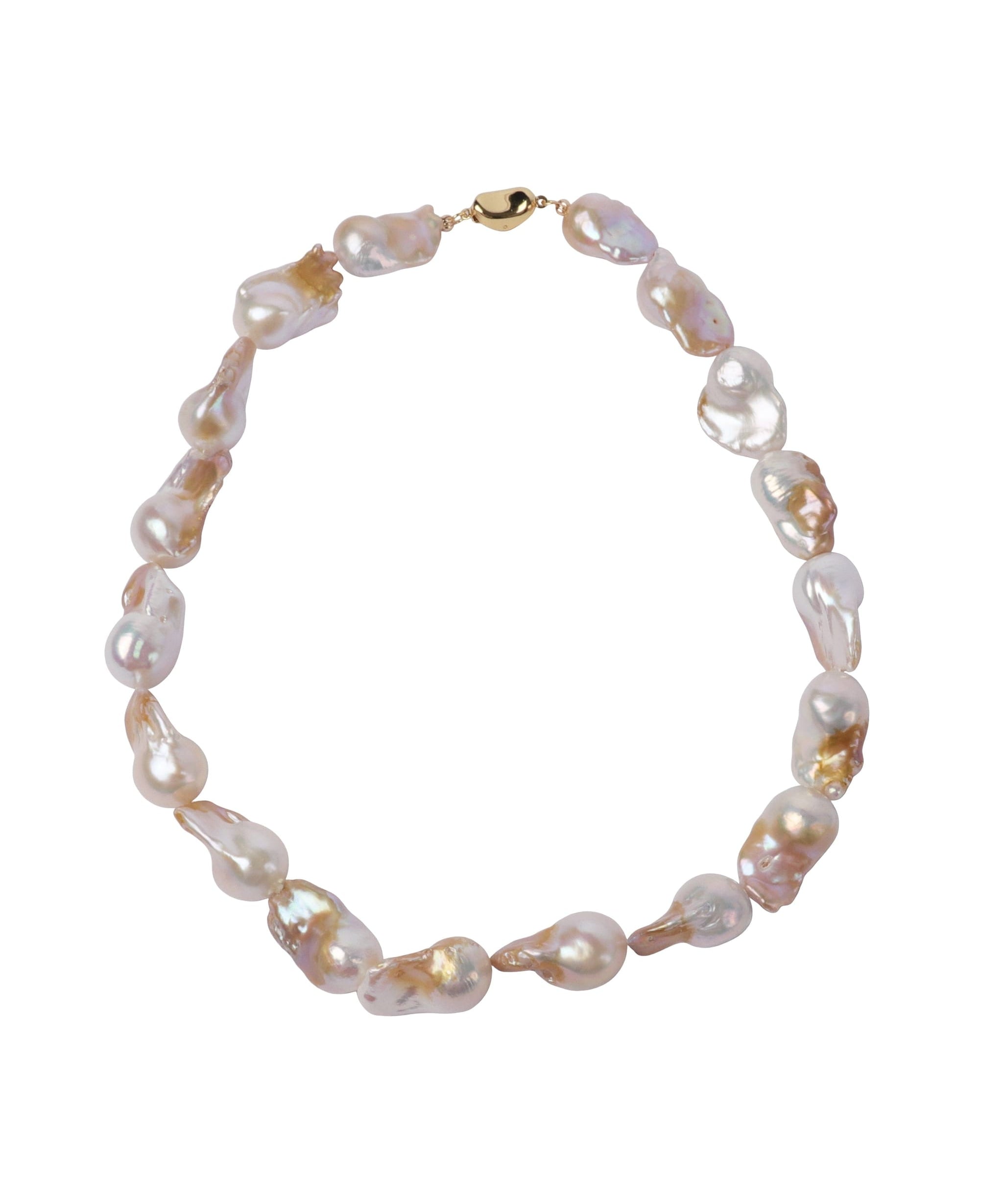 Gold Baroque Pearl Mermaid Tail Necklace - Golden