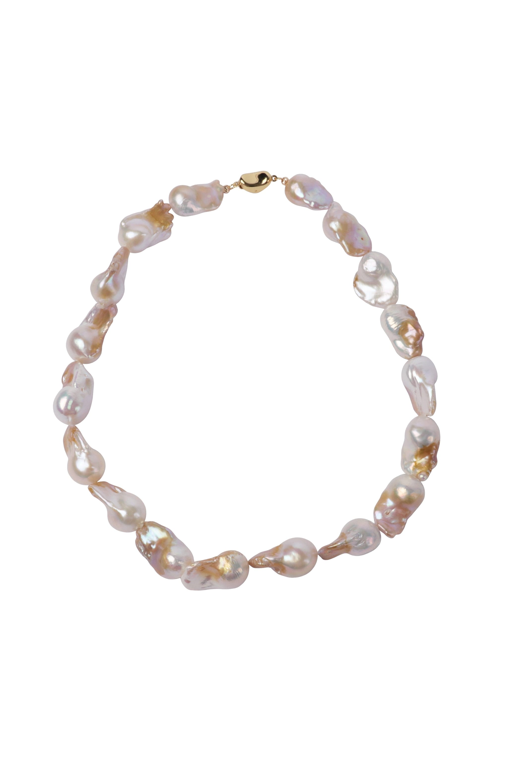 Gold Baroque Pearl Mermaid Tail Necklace - Golden