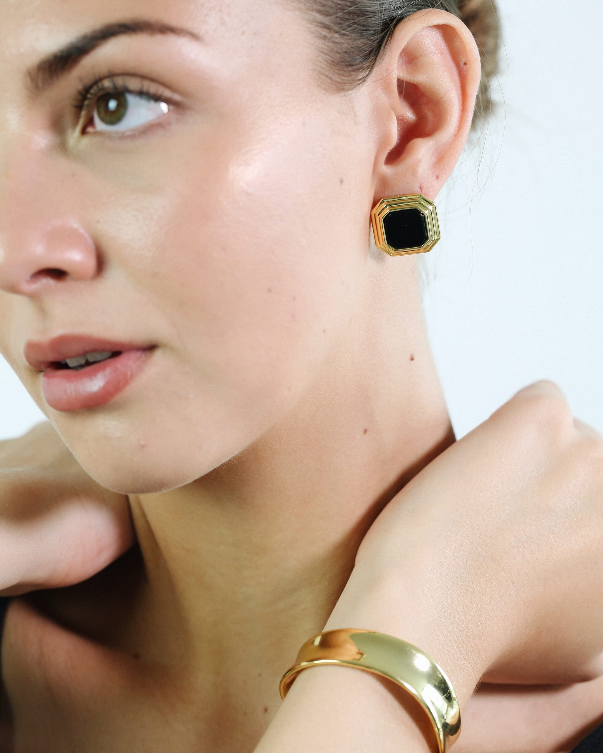 Gold Curve Cuff Bangle - Golden