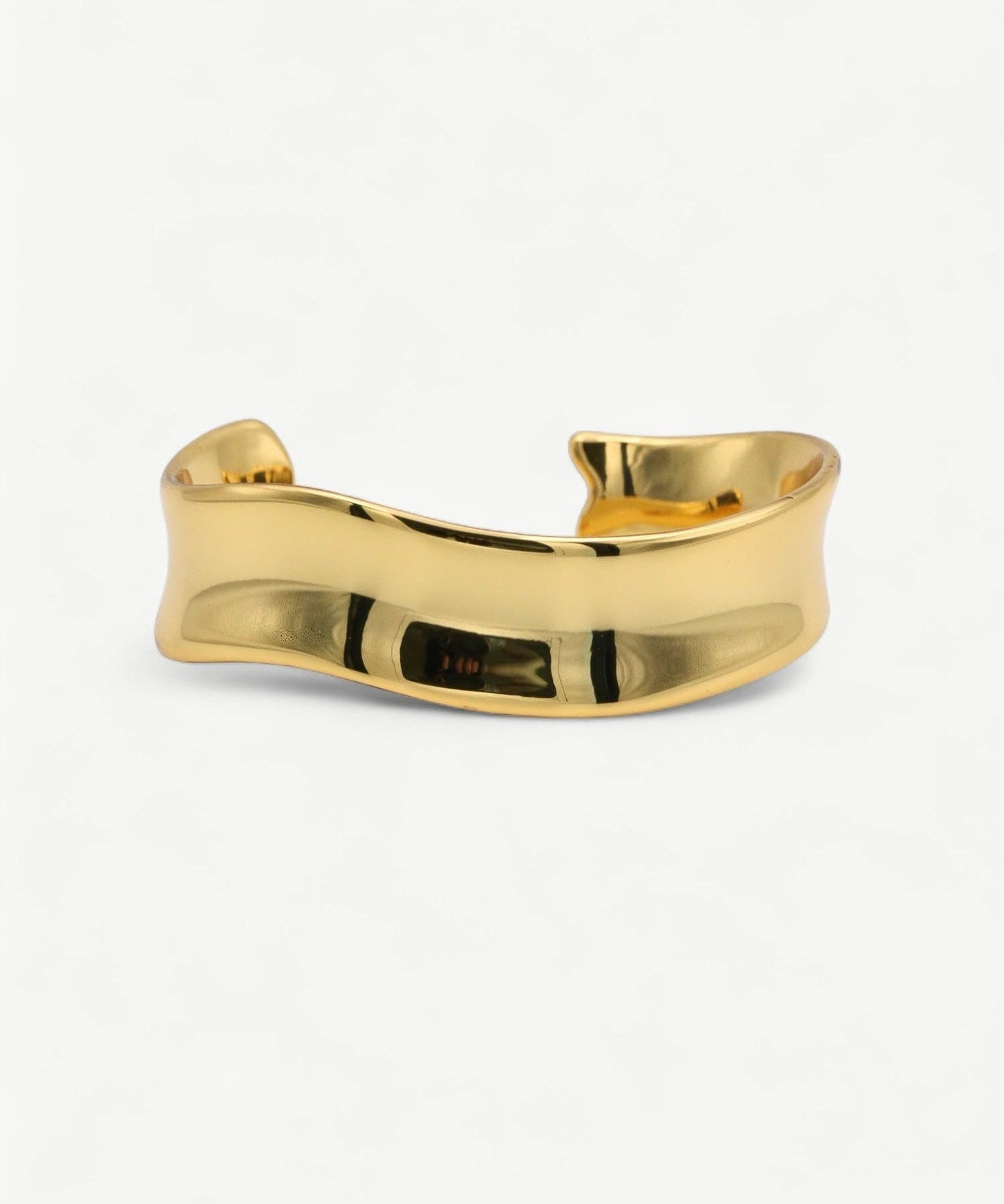 Gold Curve Cuff Bangle - Golden