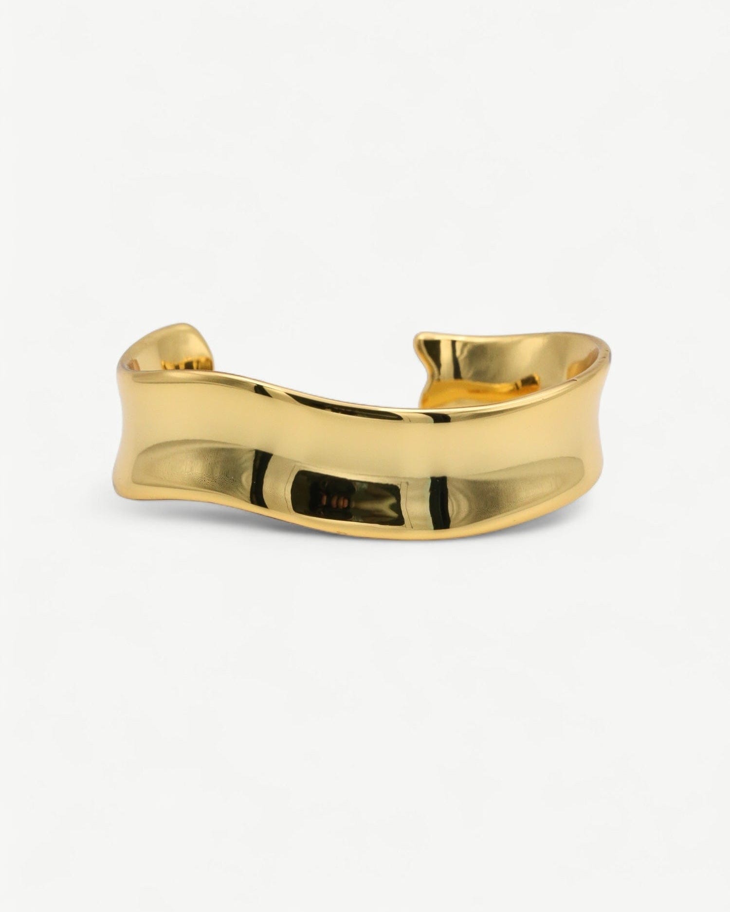 Gold Curve Cuff Bangle - Golden
