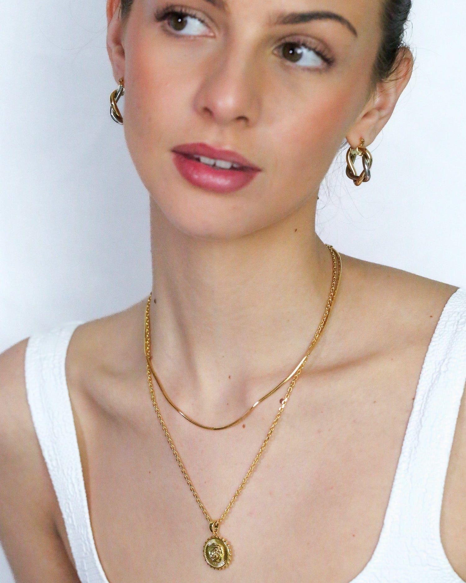 Gold & Silver Twist Hoops - Golden