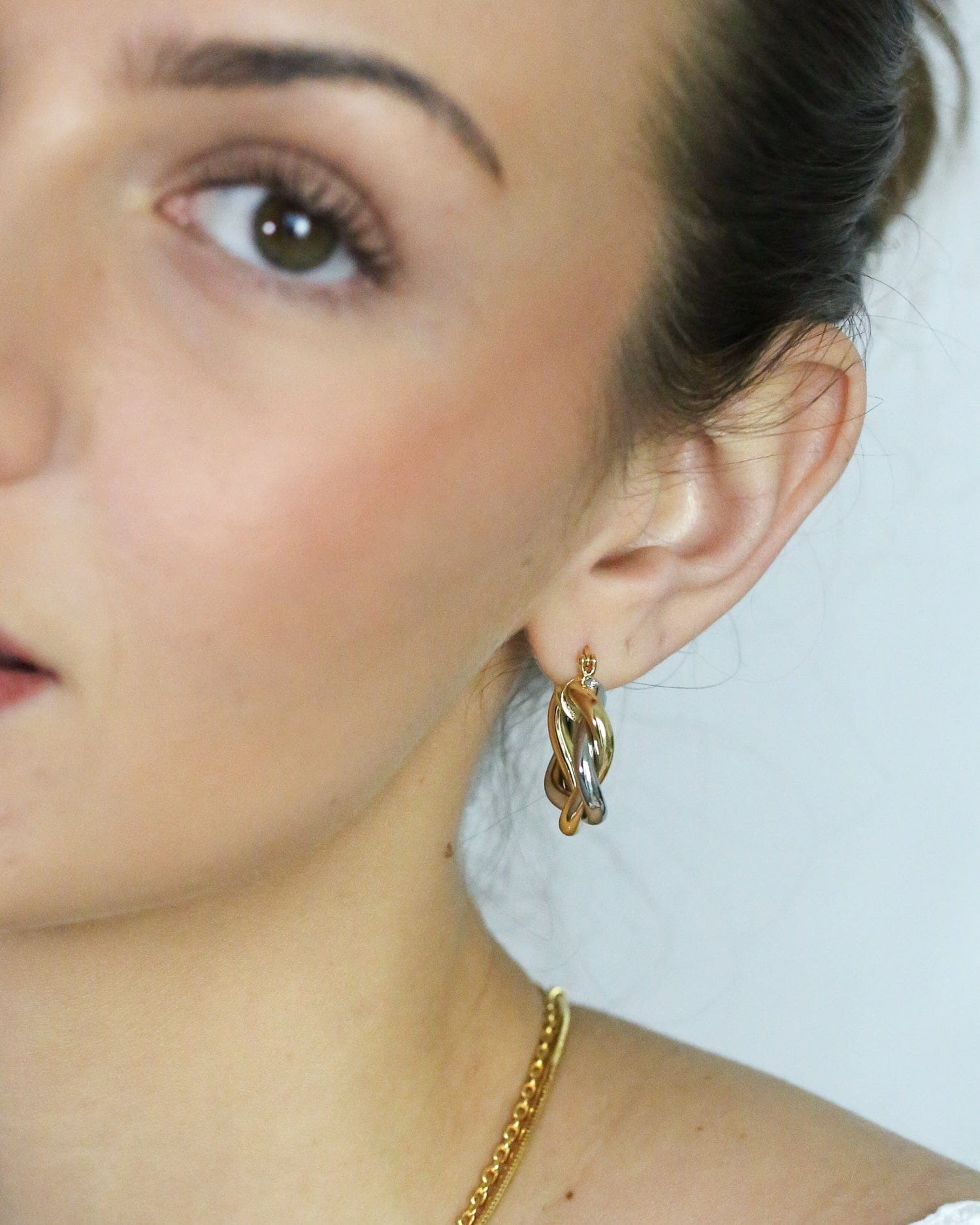Gold & Silver Twist Hoops - Golden