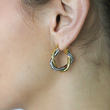 Gold & Silver Twist Hoops - Golden