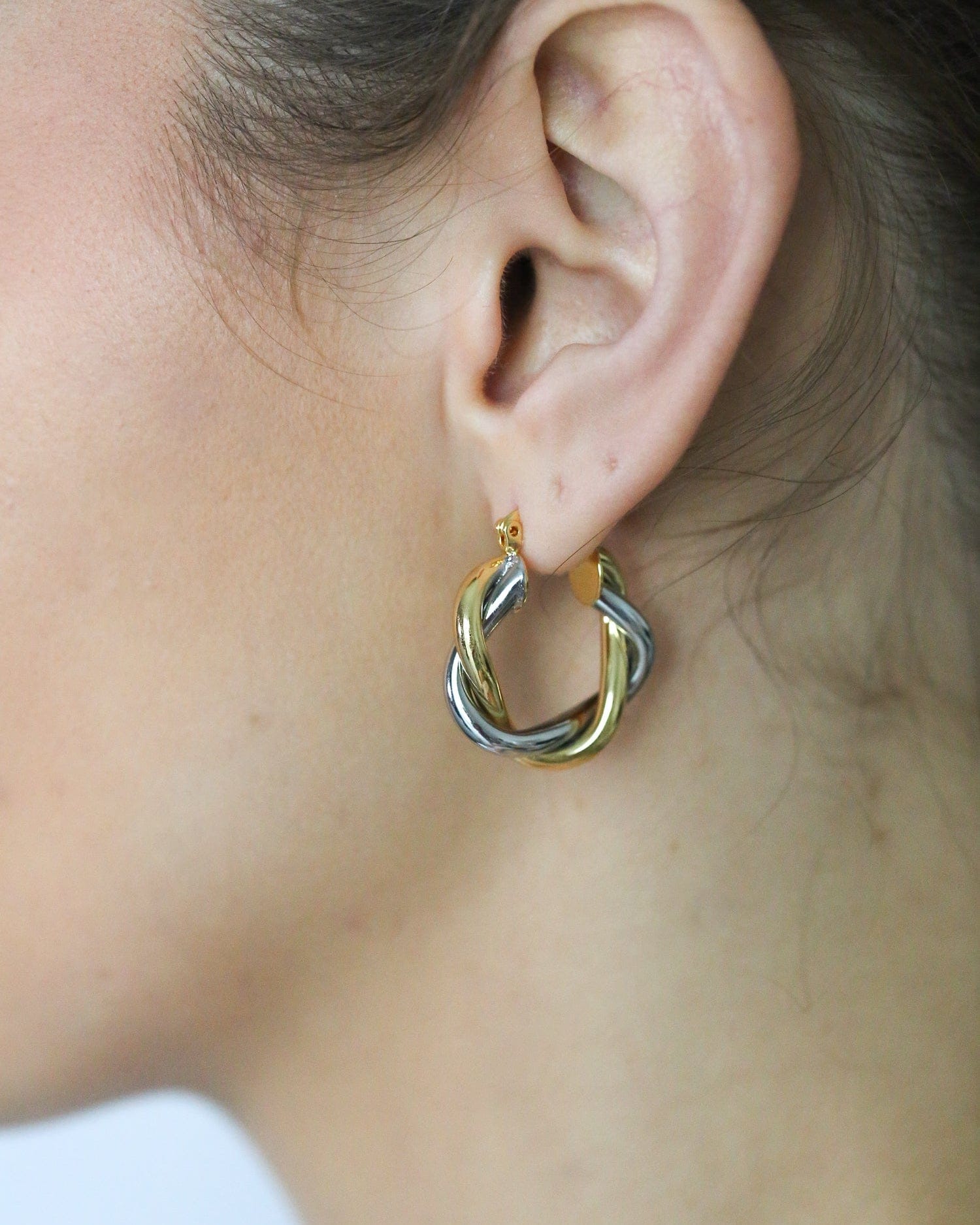 Gold & Silver Twist Hoops - Golden