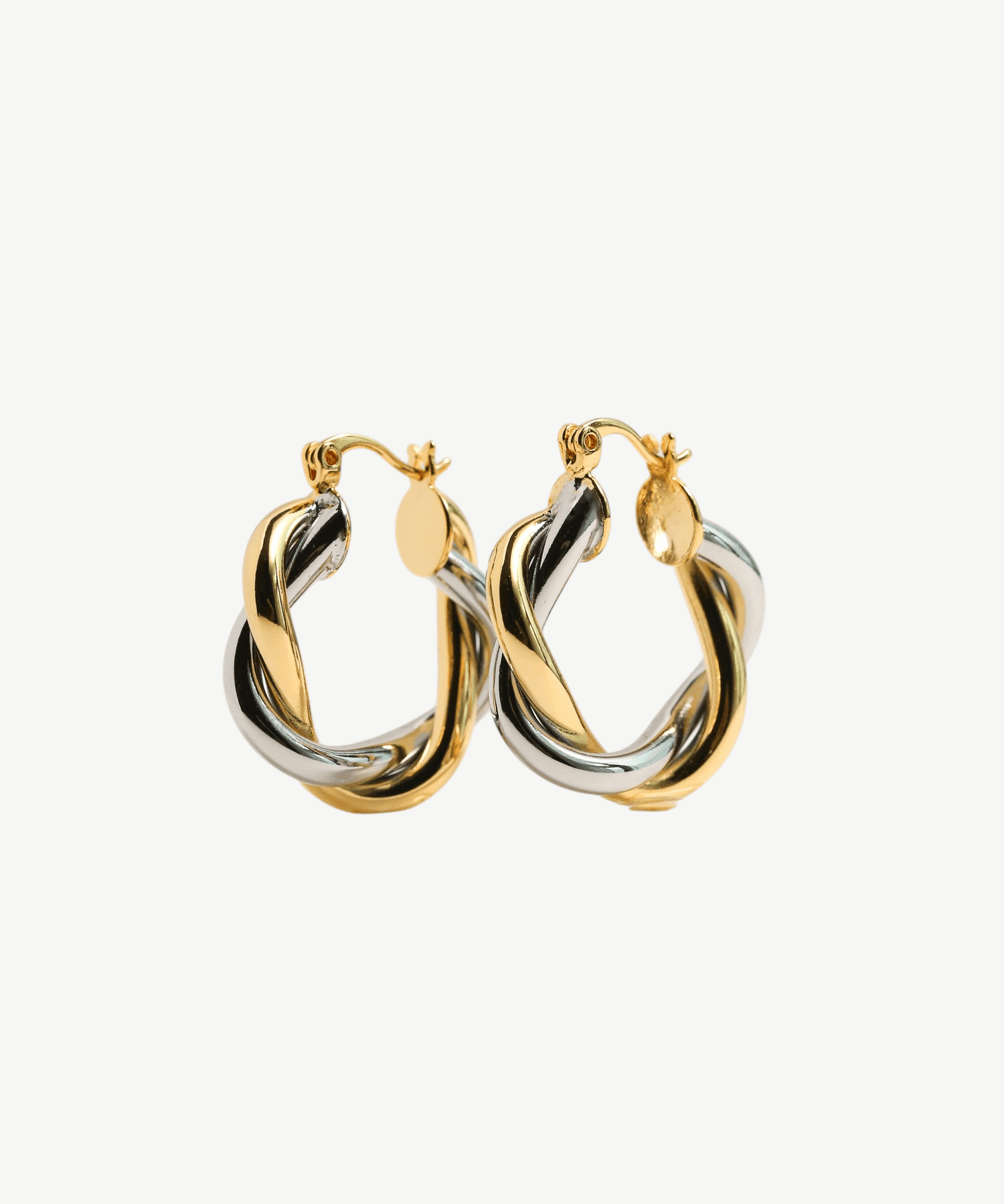 Gold & Silver Twist Hoops - Golden