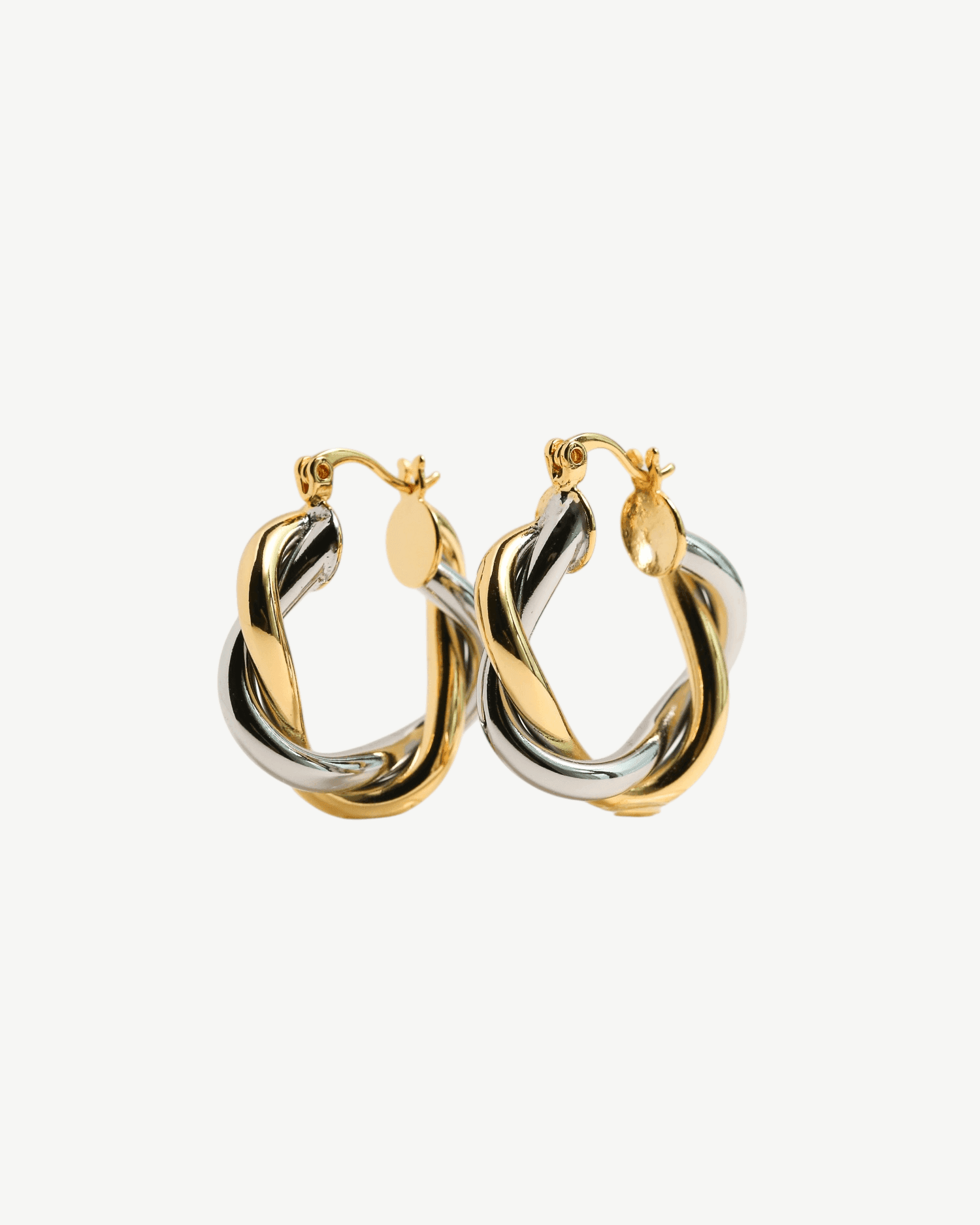 Gold & Silver Twist Hoops - Golden