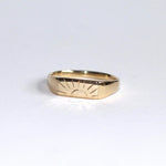 Blume-Jewellery-Gold-Sunset-Signet-Ring-9ct-9-Carat-solid-pinky-ring-everyday-sun-motif-cool-timeless-handmade-stacking-jewellery