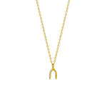 Gold Wishbone Necklace - Golden