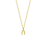 Gold Wishbone Necklace - Golden