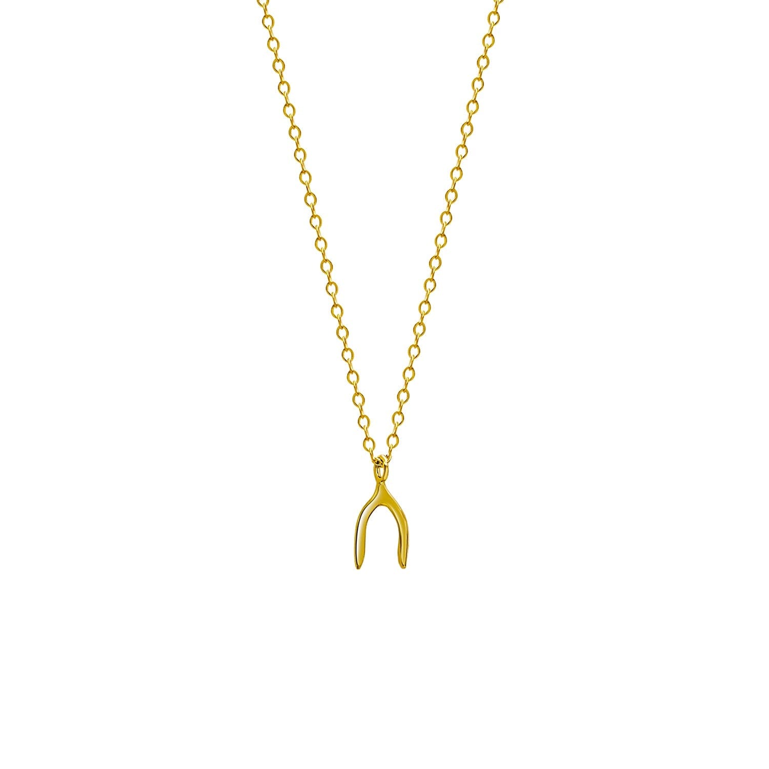 Gold Wishbone Necklace - Golden