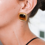 Miss-Cecilia-Golden-Horizon-Brown-Gemstone-Gold-Retro-Statement-Stud-80s-Ear-Studs-Earrings