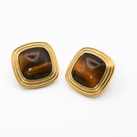 Miss-Cecilia-Golden-Horizon-Brown-Gemstone-Gold-Retro-Statement-Stud-80s-Ear-Studs-Earrings