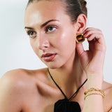 Miss-Cecilia-Golden-Horizon-Brown-Gemstone-Gold-Retro-Statement-Stud-80s-Ear-Studs-Earrings