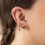 scream-pretty-gold-plated-huggie-hoop-earrings-with-green-diamond-cubic-zirconia-stones-gemstones-sparkly-ear-stack-stacking-earrings-cool-demifine-jewellery-contemporary-uk-brand