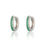 scream-pretty-gold-plated-huggie-hoop-earrings-with-green-diamond-cubic-zirconia-stones-gemstones-sparkly-ear-stack-stacking-earrings-cool-demifine-jewellery-contemporary-uk-brand