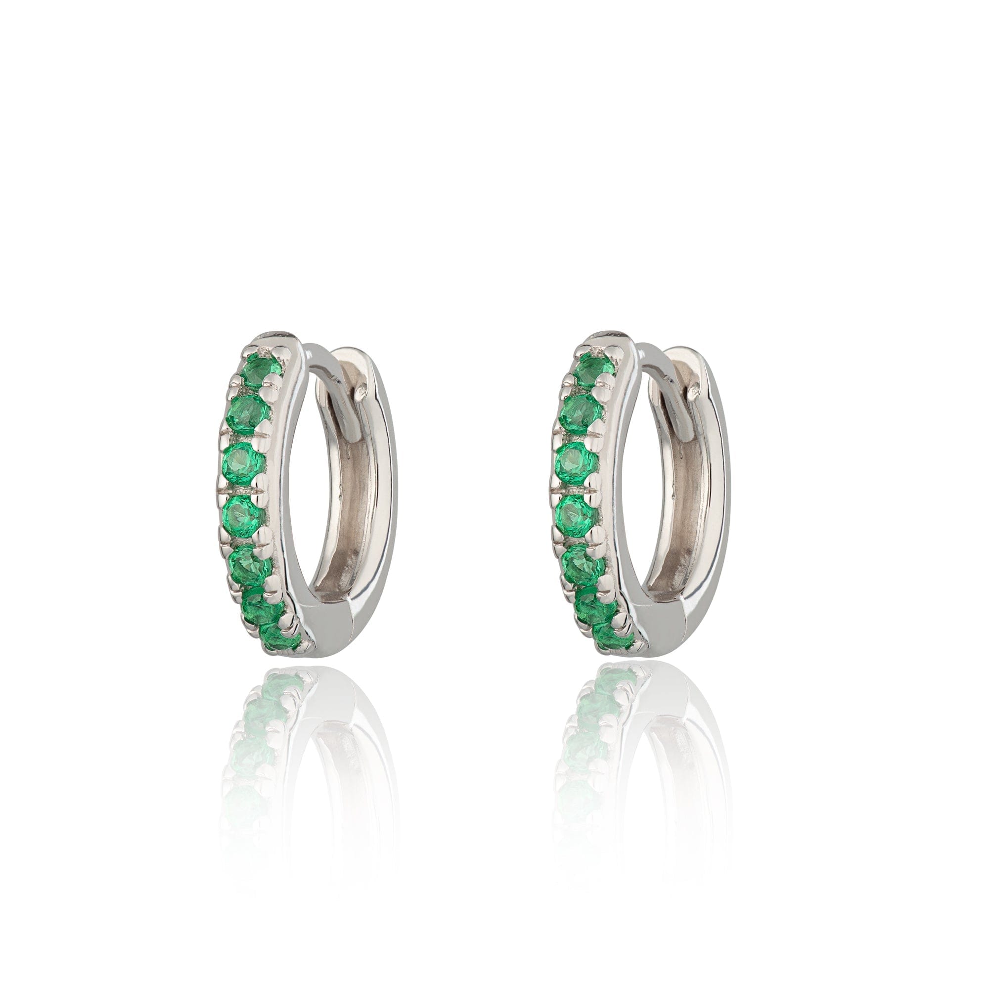 scream-pretty-gold-plated-huggie-hoop-earrings-with-green-diamond-cubic-zirconia-stones-gemstones-sparkly-ear-stack-stacking-earrings-cool-demifine-jewellery-contemporary-uk-brand