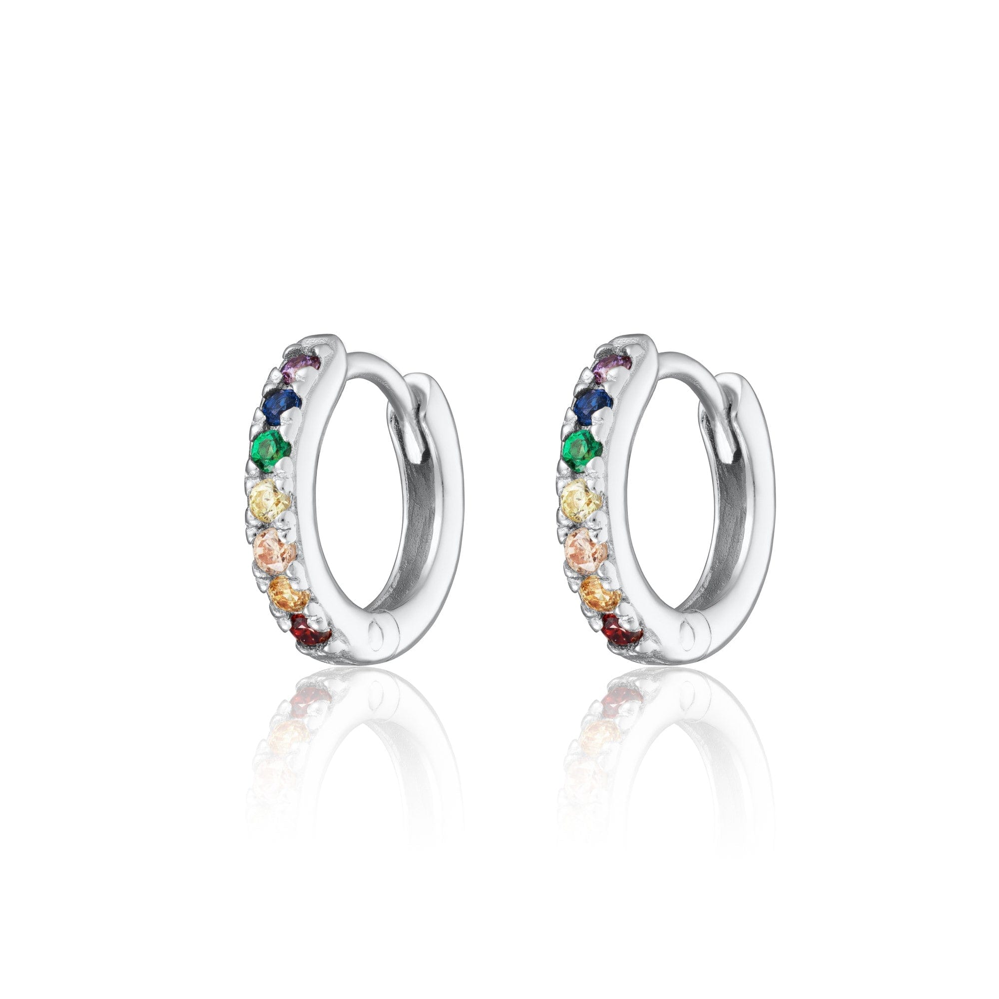Scream-Pretty-Huggie-Hoop-Earrings-Cubic-Zirconia-Diamond-Multi-Coloured-Rainbow-Stones-Gemstone-Gold-Plated-Silver-Ear-Stacking-Stack