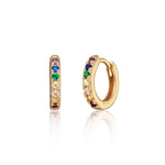Scream-Pretty-Huggie-Hoop-Earrings-Cubic-Zirconia-Diamond-Multi-Coloured-Rainbow-Stones-Gemstone-Gold-Plated-Silver-Ear-Stacking-Stack