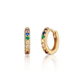 Scream-Pretty-Huggie-Hoop-Earrings-Cubic-Zirconia-Diamond-Multi-Coloured-Rainbow-Stones-Gemstone-Gold-Plated-Silver-Ear-Stacking-Stack