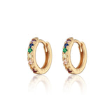 Scream-Pretty-Huggie-Hoop-Earrings-Cubic-Zirconia-Diamond-Multi-Coloured-Rainbow-Stones-Gemstone-Gold-Plated-Silver-Ear-Stacking-Stack