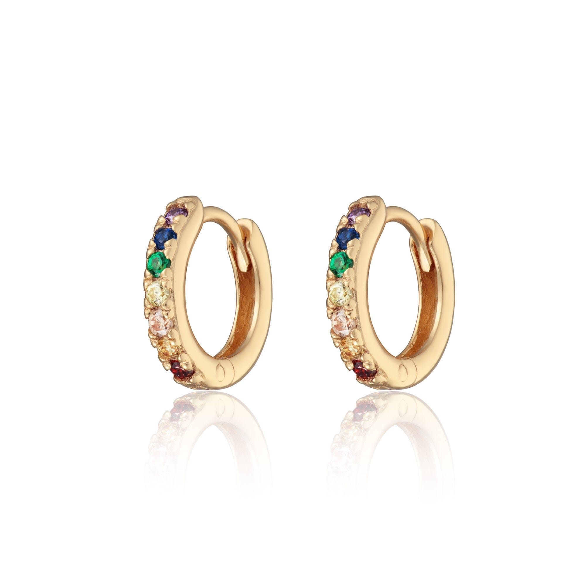 Scream-Pretty-Huggie-Hoop-Earrings-Cubic-Zirconia-Diamond-Multi-Coloured-Rainbow-Stones-Gemstone-Gold-Plated-Silver-Ear-Stacking-Stack