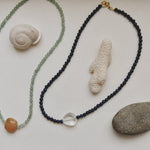 Kan-Studio-Indira-necklace-Lapis-Lazuli-Clear-Peach-Glass-Green-Aventurine-Delicate-Beaded-Pendant-Necklace-Contrasting-Colours-Summer-Jewellery-Beads-Bead-Cool-Boho-Style-Design