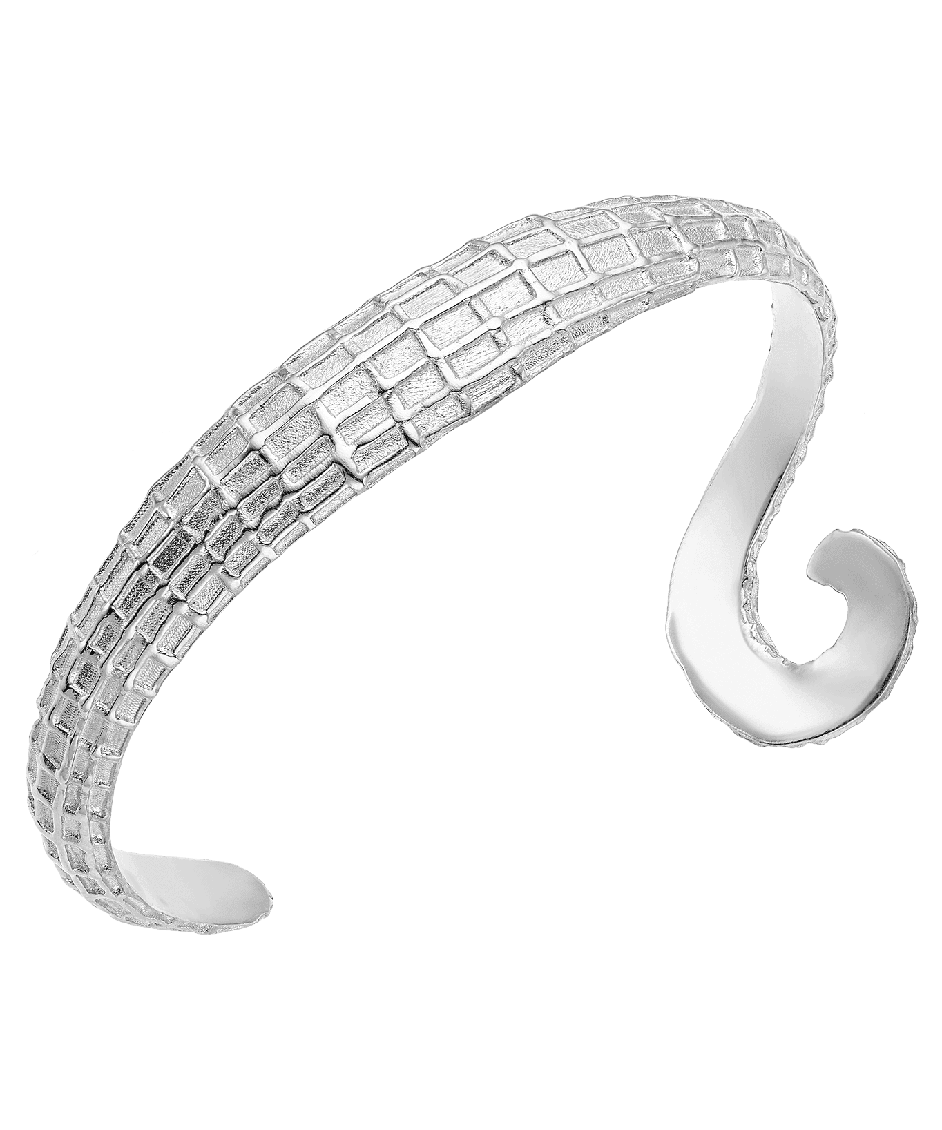Feggeri-Ippos-Statement-Textured-90s-Arm-Cuff-Bangle-Bracelet-Swirl-Mediterrean-Coastal-Marine-Jewellery-Platinum-Plated-Sterling-Silver