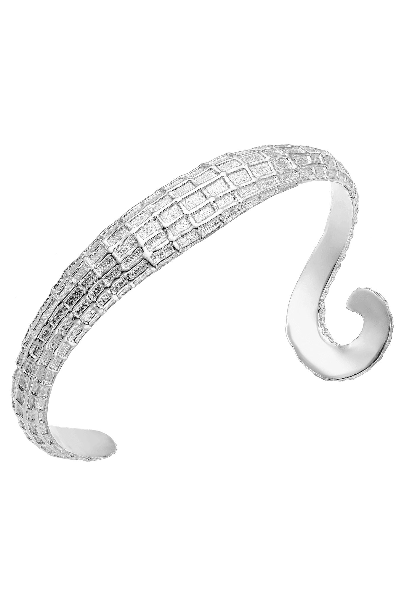 Feggeri-Ippos-Statement-Textured-90s-Arm-Cuff-Bangle-Bracelet-Swirl-Mediterrean-Coastal-Marine-Jewellery-Platinum-Plated-Sterling-Silver
