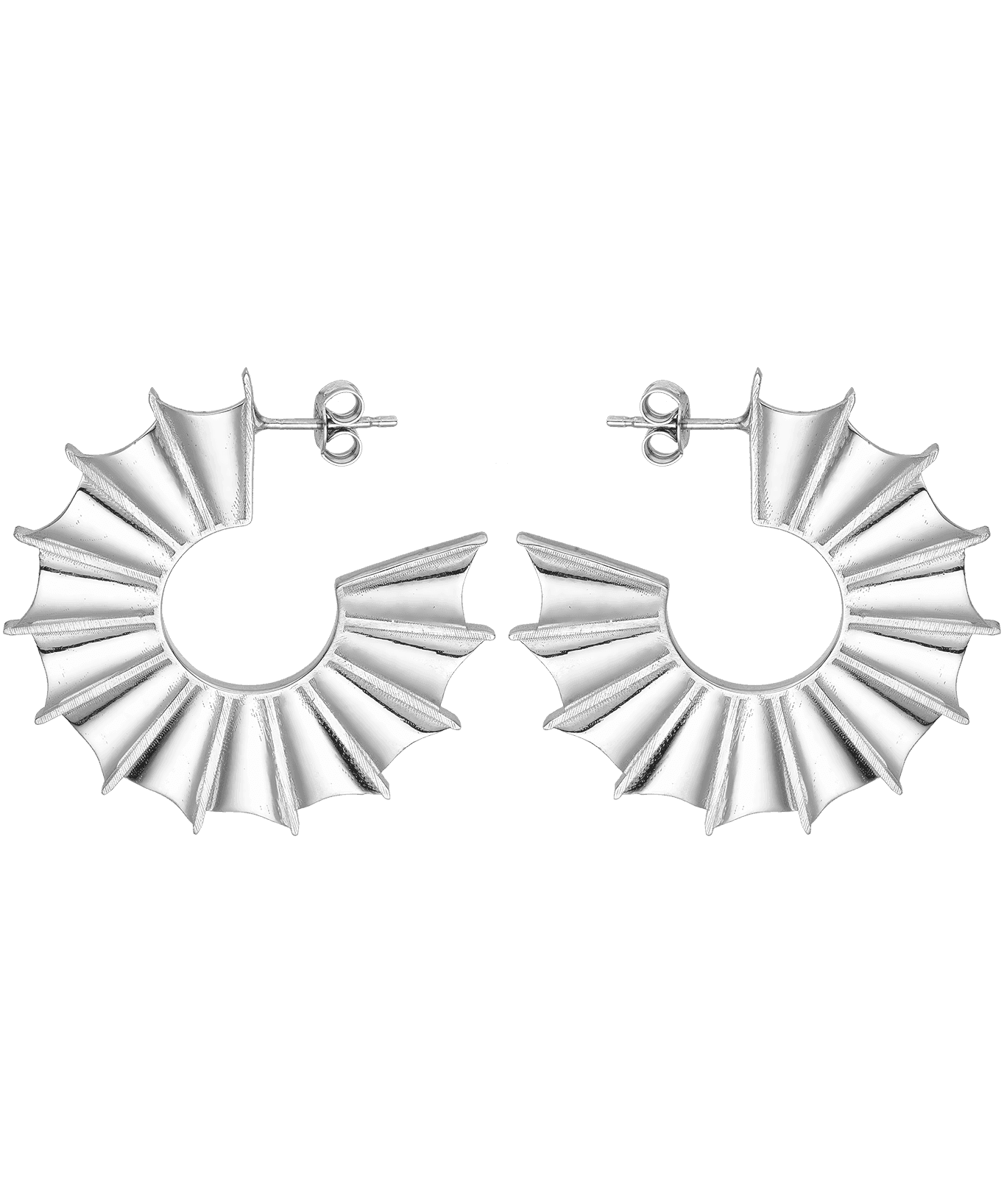 Feggeri-Ippos-Fin-Bold-Sculptural-Fan-Ribbed-Oversized-Large-Statement-Hoops-Hoop-Earrings-Silver