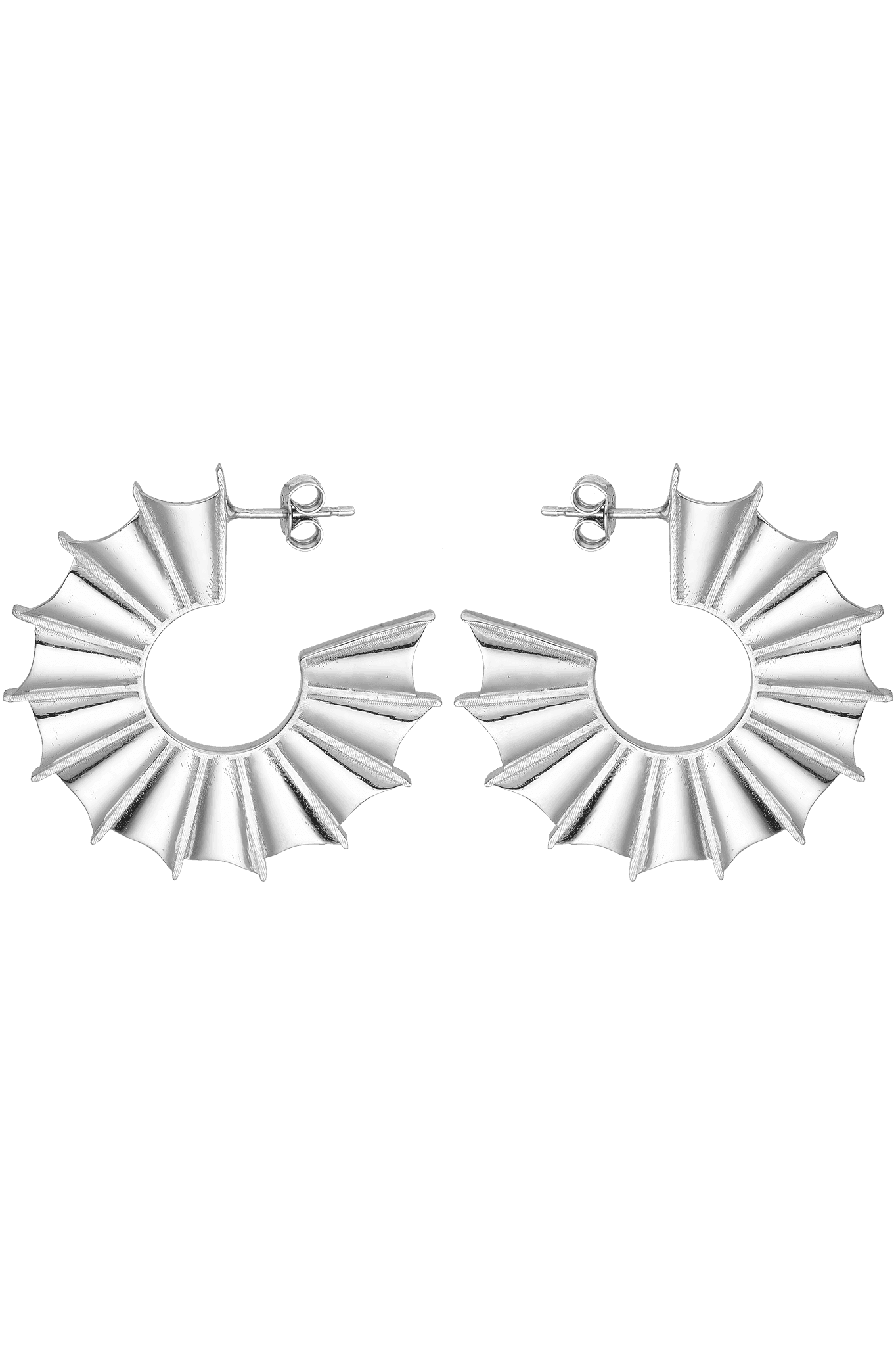 Feggeri-Ippos-Fin-Bold-Sculptural-Fan-Ribbed-Oversized-Large-Statement-Hoops-Hoop-Earrings-Silver