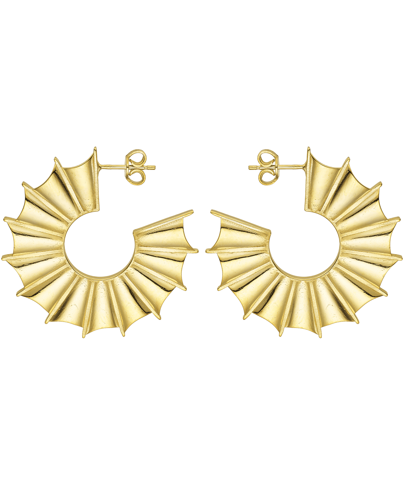 Feggeri-Ippos-Fin-Ribbed-Oversized-Scluptural-Fan-Bold-Statement-Hoop-Earrings-Hoops-Gold-Vermeil