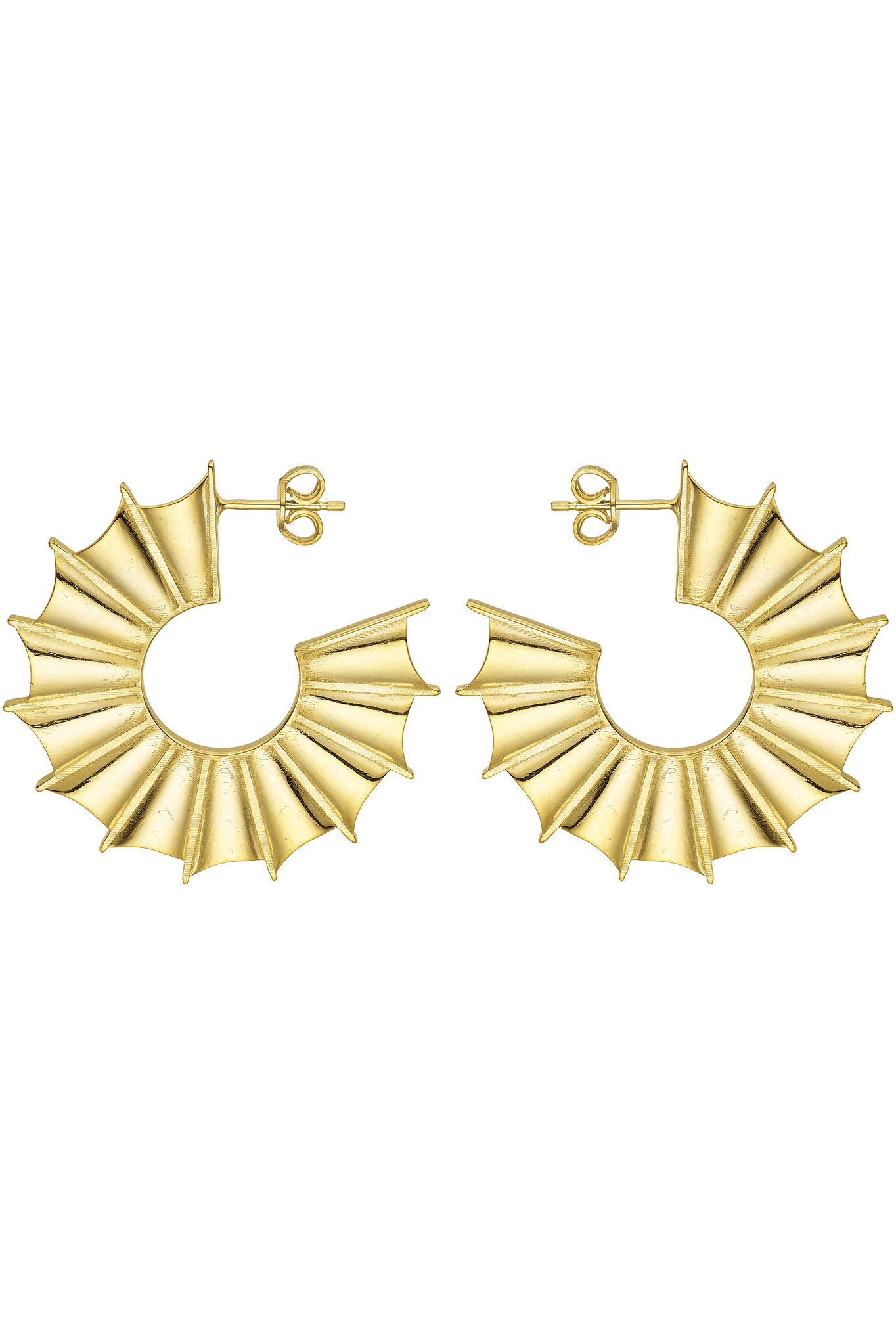 Feggeri-Ippos-Fin-Ribbed-Oversized-Scluptural-Fan-Bold-Statement-Hoop-Earrings-Hoops-Gold-Vermeil