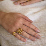 Feggeri-Ippos-Ring-Seahorse-Marine-Coastal-Inspired-Jewellery-Swirl-Curl-Textured-Statement-Cocktail-Gold-vermeil