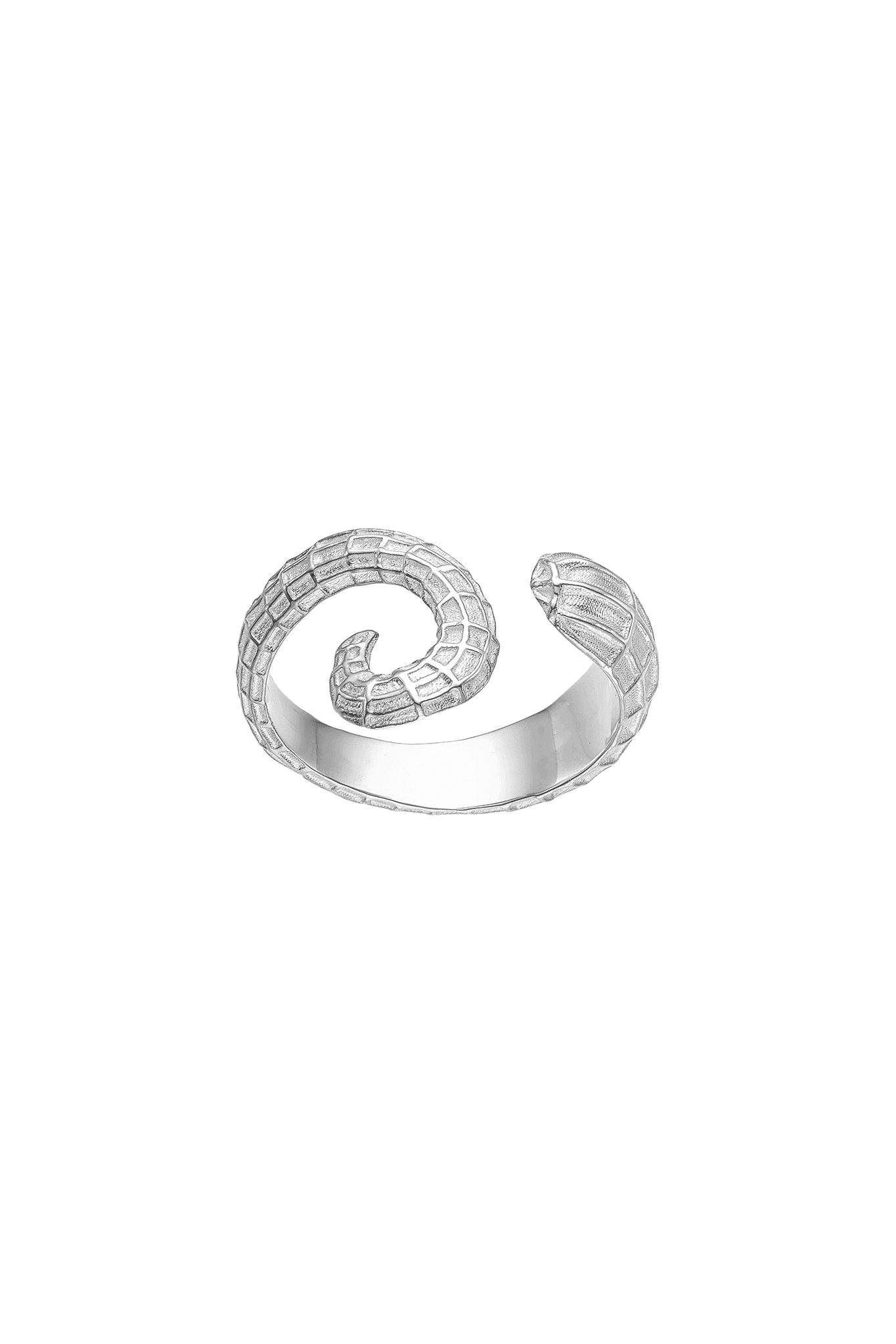 Feggeri-Ippos-Seahorse-Swirl-Tail-Ring-Statement-Cocktail-Sterling-Textured-Silver