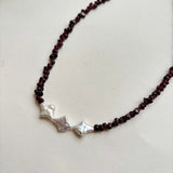 Kan-Studio-Irina-necklace-Boho-Bead-Beautiful-beaded-dark-purple-black-red-garnet-gemstone-stone-necklace-chunky-ivory-freshwater-pearl-pendant-intricate-organic-detail