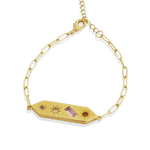 Junk-Jewels-Kaleidoscope-Rainbow-Stone-Multi-Disco-Chain-bar-pendant-Bracelet-coloured-gemstone-gold