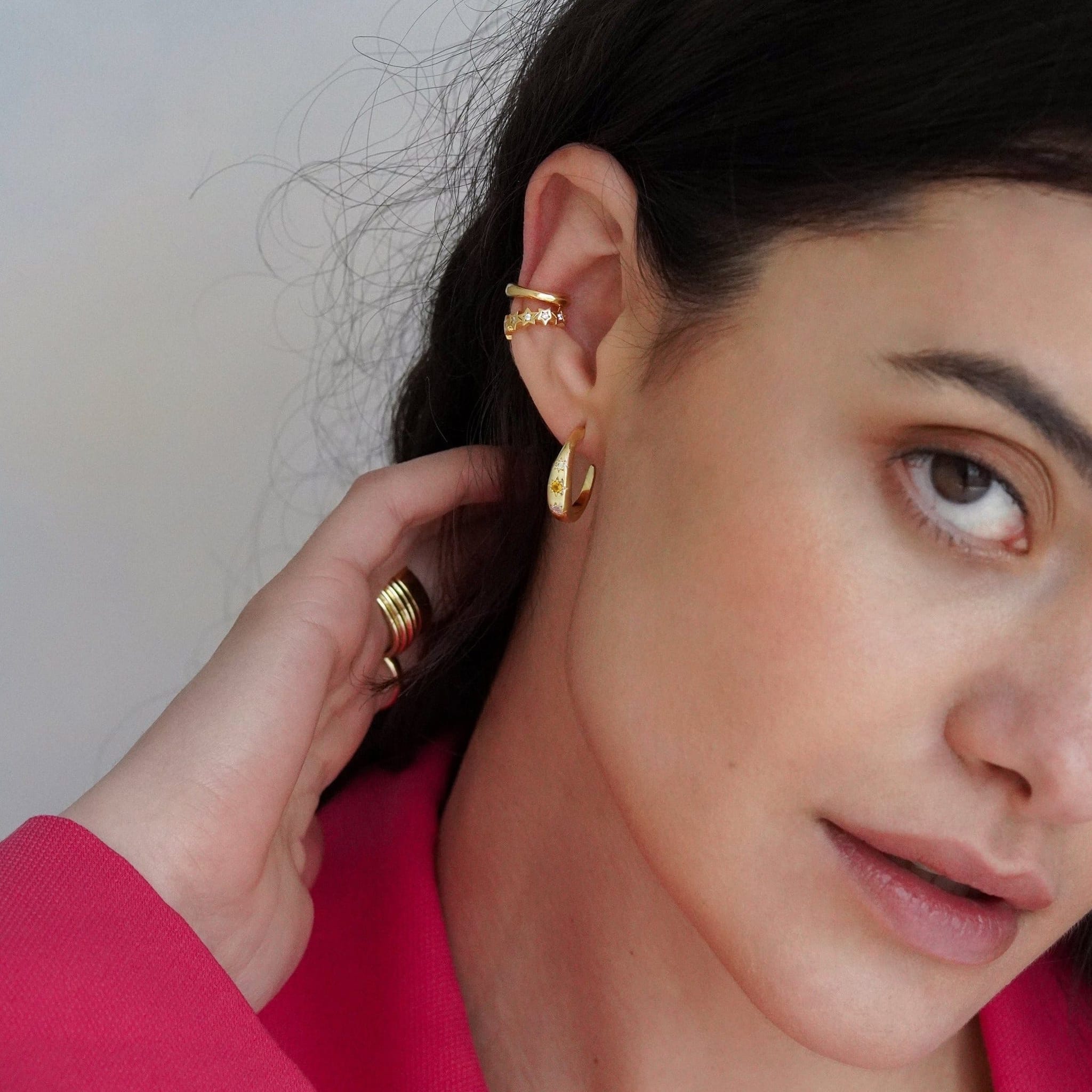 Junk-Jewels-Kaleidoscope-Disco-Gemstone-Star-Chunky-Hoop-Earrings-Gold