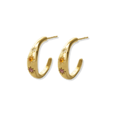 Junk-Jewels-Kaleidoscope-Disco-Gemstone-Star-Chunky-Hoop-Earrings-Gold