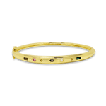 Junk-Jewels-Kaleidoscope-Multi-Coloured-Rainbow-Gemstone-Bangle-Bracelet-sleek-Gold