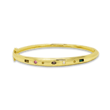 Junk-Jewels-Kaleidoscope-Multi-Coloured-Rainbow-Gemstone-Bangle-Bracelet-sleek-Gold