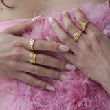 Junk-Jewels-Kaleidoscope-Gemstone-Colourful-Chunky-Signet-Ring-Gold