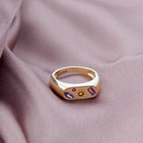 Junk-Jewels-Kaleidoscope-Gemstone-Colourful-Chunky-Signet-Ring-Gold