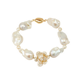 Mini Baroque White Keshi Pearl Flower Bracelet №55