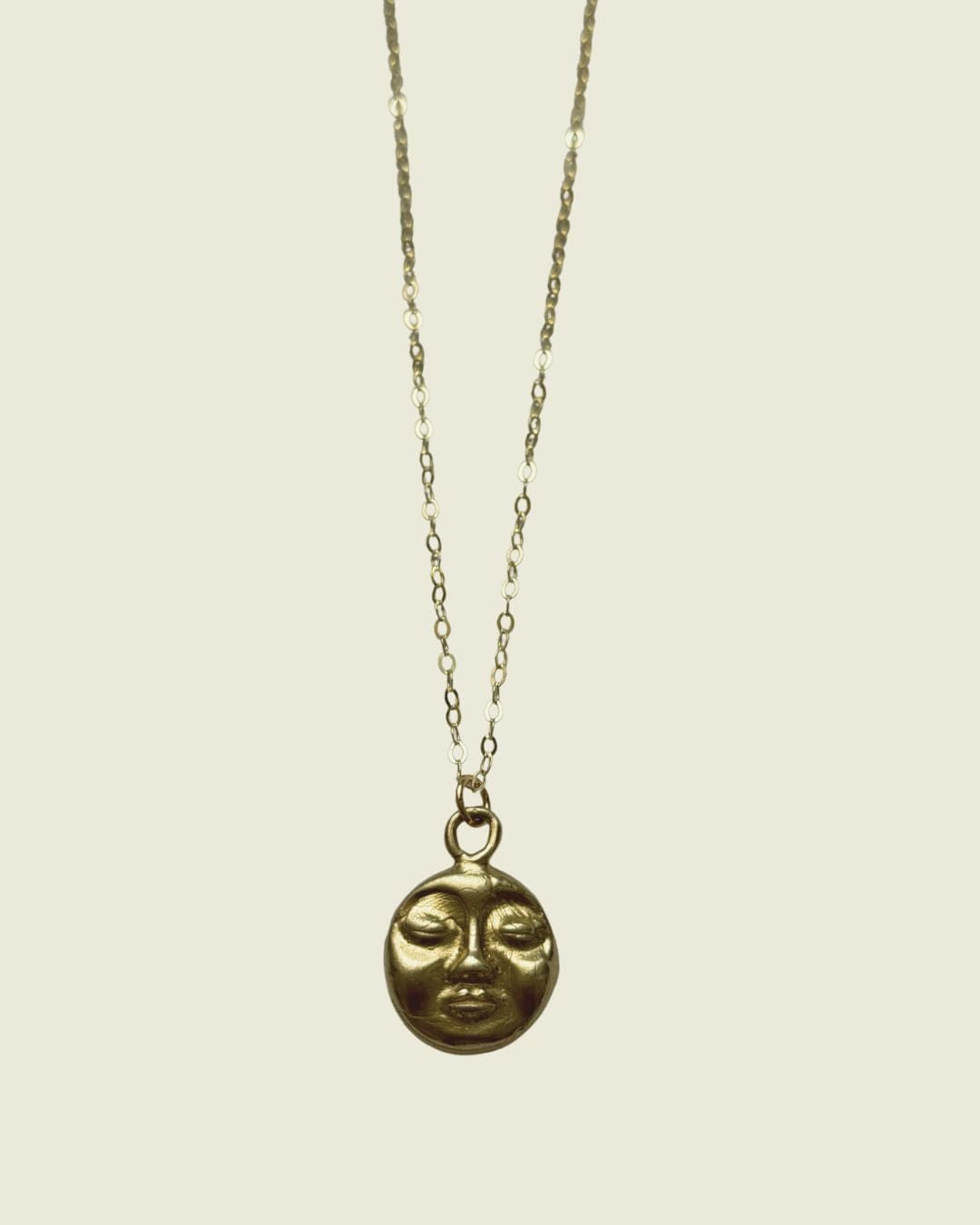 Kan-Studio-Lah-necklace-La-Luna-Moon-Face-Circle-Disc-Pendant-Chain-Necklace-Feminine-symbol-Boho-Handmade-DemiFine-Gold-Plated-Sterling-Silver-Brass-Cool-London-Jewellery