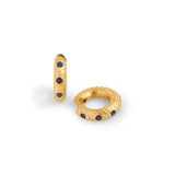 Art Deco Lapis Lazuli Gold Huggie Earrings