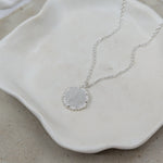 Milly-Maunder-large-granulated-silver-rustic-vintage-style-disc-beaded-edge-coin-pendant-Rope-Chain-necklace-sterling-silver-Statement