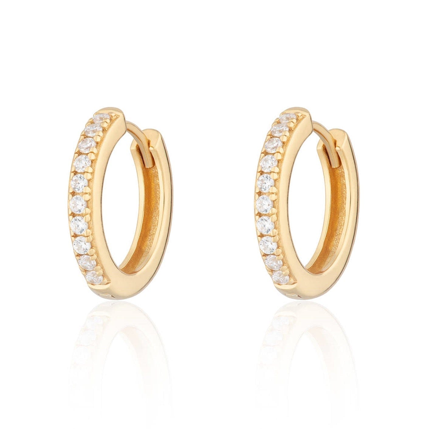 Scream-Pretty-Gold-Plated-Silver-Large-Huggie-Hoop-Earrings-Clear-Cubic-Zirconia-Diamond-Stones-Sleek-Minimal-Crystal-Cool-Everyday-Ear-Stack-Sparkle
